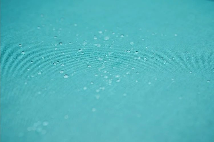Water droplets on treated outdoor fabric