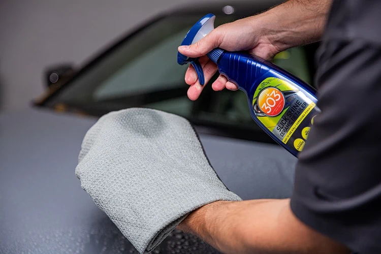 Slick Shine Ceramic Detailer applied to a microfiber towel